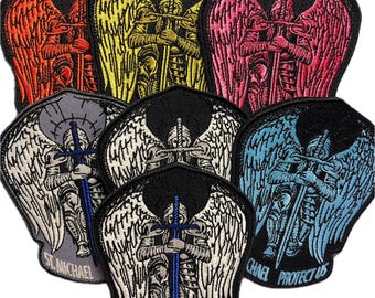 Toppa IR Riflettente St. Michael Protect Us - 2 Pezzi, 7,5x6,5 Cm, Con Chiusura A Strappo, Morale Patch Tattico - 2