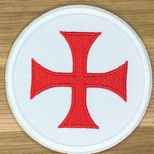 Knights Templar Cross Flag Patch - Deus Vult Crusader Morale Badge