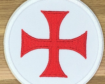 Knights Templar Cross Flag Patch - Deus Vult Crusader Morale Badge