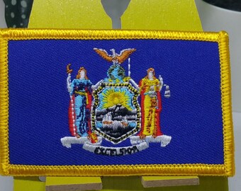 New York State Flag Patch morale patch - 2x3 Inches | coat of arms liberty eagle
