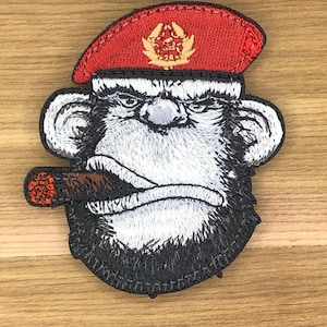 Russian spetsnaz red beret special tactical forces ape smoking cigar patch morale embroidery monkey navy russia seals ace card vdv