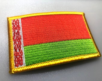 Belarus Flag Iron-On Patch - 2x3 Inches | Belarusian National Emblem, Applique, Patriotic Souvenir, Eastern European Symbol Russia Lukasenko