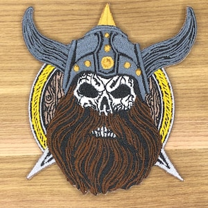 Écusson Milspec crâne de viking barbu – Écusson d'insigne de moral tactique nordique