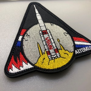 Écusson noir du programme Artemis, écusson brodé, insigne de moral, combinaison spatiale d'astronaute, emblème de la fusée, emblème de l'astronaute