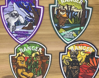 National Park Ranger star planets wars morale patch - hoth, endor, tatooine, kashyyyk - wookie, ewok movie - comicon keeper