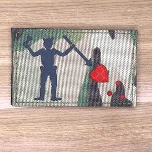 Laser Cut Heart Devil Camo Morale Badge Patch - 3x2"