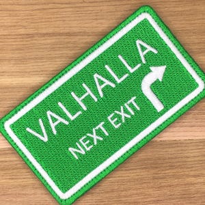 Valhalla Next Exit Patch morale tactical - Norse Viking Highway Sign Morale