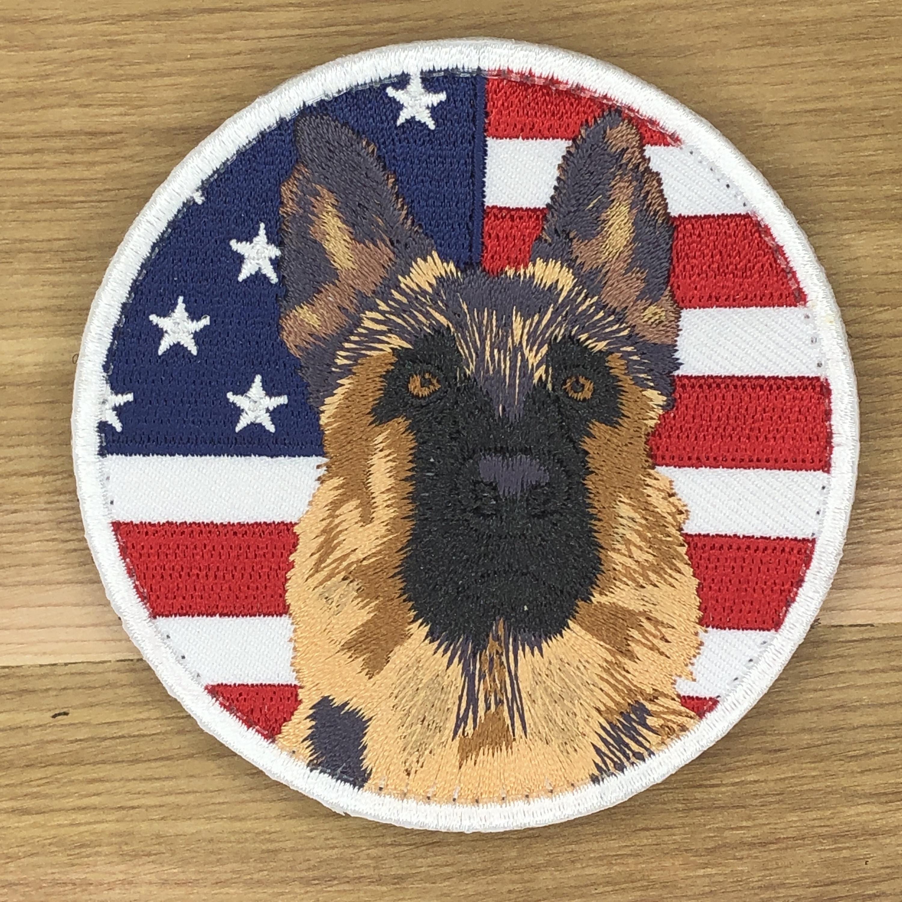 Gsd Patch Round GSD German Shepherd USA Flag Background Patch Morale Tactical K9 ...