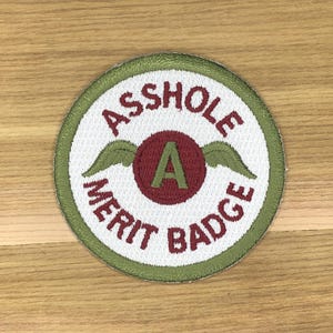 Ass hole merit badge military tactical patch morale funny hook loop decal military airsoft hook and loop or iron on army asshole