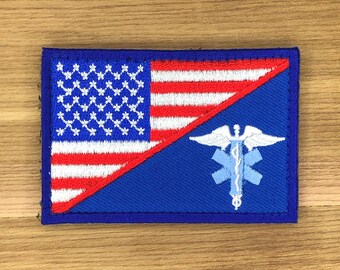 Medic USA Flag Patch, Tactical Morale Badge Patch (3x2 in)