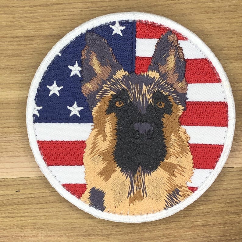 Round GSD German Shepherd USA Flag Background Patch Morale Tactical K9 ...