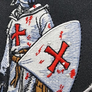 Knight Templar Tactical Patch Morale Cross Shield God Wills It Christian Church In This Sign we shall conquer Army Military War flag