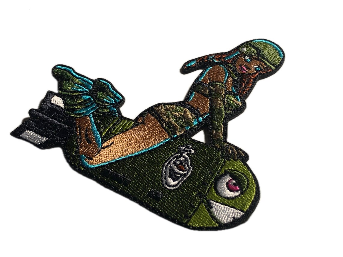 Gal Riding Bomb Sexy Girl Riding Bomb Patch - Pinup Bomber Girl Morale Badge - Etsy
