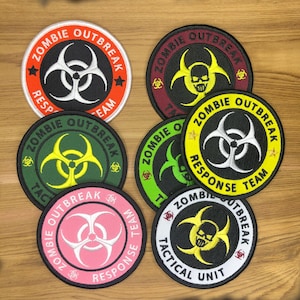 Zombie OUTBREAK Response TEAM Patch Morale Jednostka taktyczna Morale 2. Film o zagrożeniu biologicznym Niebezpieczeństwo Halloween Cosplay Film Zabawny różowo-zielony Czaszka