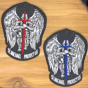 Écusson Saint Michel archange qui augmente le moral, tactique, épée rouge, tueur de dragon bleu Satan, protège-nous en protégeant Georgije Saint George