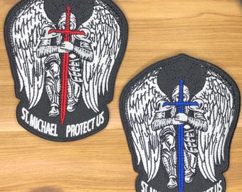 Saint Michael Archangel Patch Morale boosting Tactical Red sword blue Slaying Dragon Satan Protect Us protecting Georgije Saint George