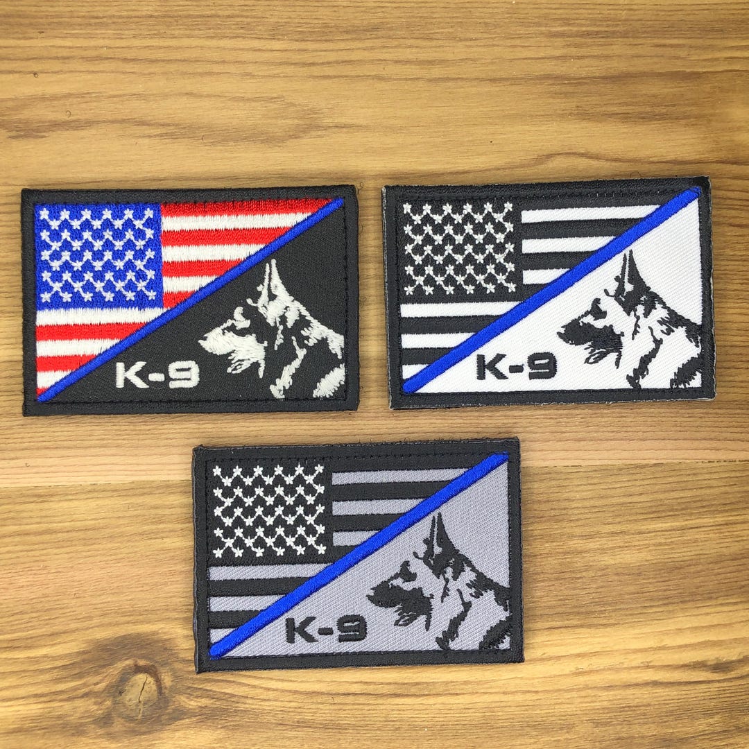 K9 Half Flag Gsd Dog Paw Canine Black Swat Cut Patch Usa Morale Star ...