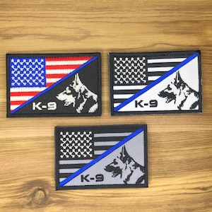Mezza bandiera K9, cane da pastore tedesco, zampa di cane, nero, swat, toppa tagliata, morale USA, stella, strisce, polizia, America, forze dell'ordine, ordine di polizia, uniforme, borsa tattica