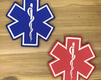 EMS Star of Life Patch, EMT Medic Caduceus, Hook and Loop