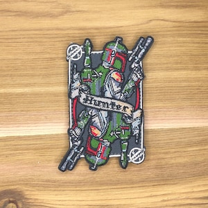 Hunter jolly roger flag embroidery patch morale star card mandalorian army swords skull and crossbones pirates wars