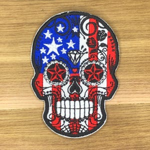 USA Sugar Skull Patch - Dia de los Muertos Morale Badge