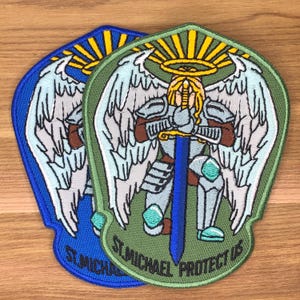 Modern Saint Michael Archangel Patch Morale boosting Tactical sword blue Slaying Dragon Satan Protect Us protecting Georgije Saint George