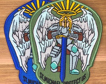 Modern Saint Michael Archangel Patch Morale boosting Tactical sword blue Slaying Dragon Satan Protect Us protecting Georgije Saint George