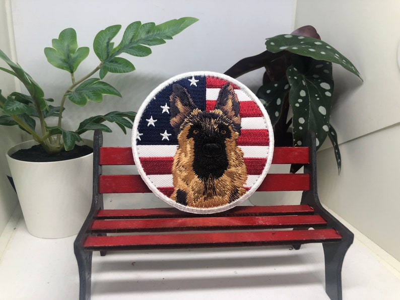 Round GSD German Shepherd USA Flag Background Patch Morale Tactical K9 ...