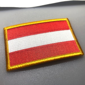 Austria Flag Iron-On Patch morale - 2x3 Inches | Austria, Austrian flag Alps Vienna Habsburg Culture Music Mozart Skiing oesterreich