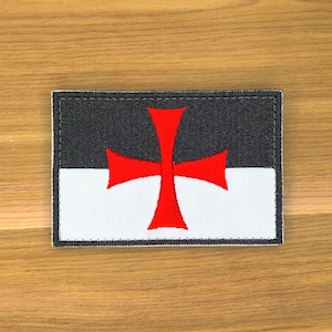 Tempelridders Patch Moraal Strijd Vlag Maltezer Kruis Tactisch Deus Vult Christian Christ Crusader Zwaard Militair NON NOBIS DOMINIE
