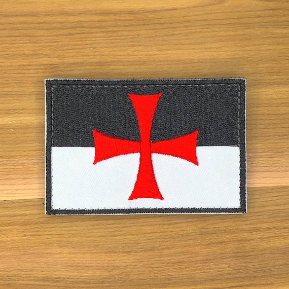 Knights Templar Patch Morale Battle Flag Maltese Cross Tactical Deus Vult Christian Christ Crusader Sword Military NON NOBIS DOMINIE