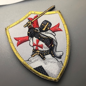 Knight Templar Tactical Patch Morale Cross Shield God Wills It Christian Church In This Sign we shall conquer Army Military War