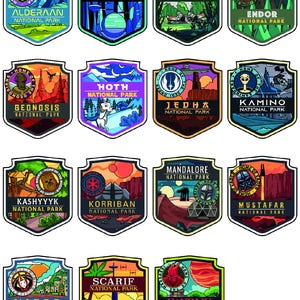 Fictional national park planets stickers  - comicon star keeper