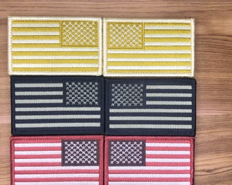 USA flag left and right shoulder patch morale boost tactical operator hook loop army uniform bag b/w