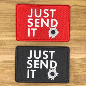 Just send it patch morale tactical uniform badge bag vest airsoft meme funny badge tab green crown olive multicam fu nco bullet