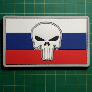 PVC skull Russia Flag patch morale black badge gear vest bag Airsoft bullet Meme halloween Army military