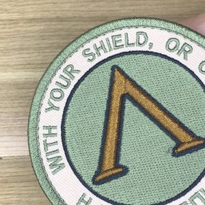Écusson 3D vert Lambda, bouclier de guerrier spartiate, insigne de moral