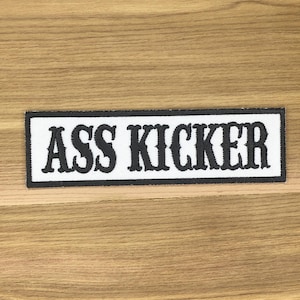 Ass Kicker biker patch morale Movie Costume Cosplay Applique soa show funny tag vest black white
