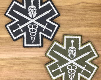 Medic Spartan Caduceus Patch - EMT EMS Tactical Morale Badge