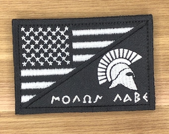 MOLON LABE USA USA Flagge Patch taktischer Aufnäher auf die Schulter taktischer Aufnäher Heeresuniform Taschenstickerei Bulle schwarz weiß