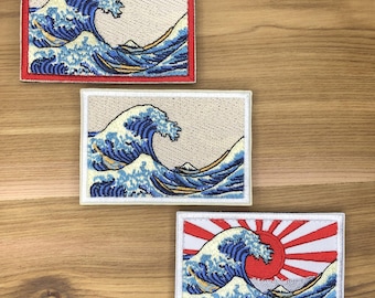 The Great Wave Off Kanagawa-patch - Hokusai-badge Japanse kunst moreel, rijzende zon-borduurwerk, tactische klittenband, esthetische golfpatch