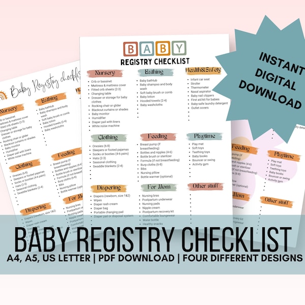 Baby Essentials Checklist Baby Registry for Newborn Nursery Essential Must Have Baby Items Nursery Ideas Digital Baby Shower Registry List