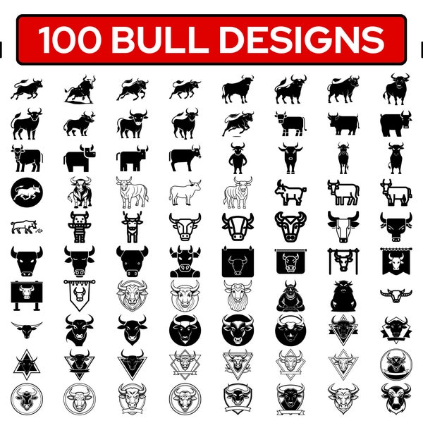 Bull SVG - Bull SVG Bundle - Bull SVG Files for Cricut - Bull Cut File - Bull Png Bundle - Bull Clipart - Bull Head Svg Png Designs