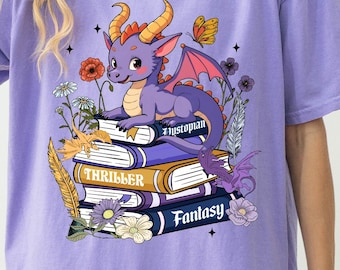Book Dragon Shirt, I'm a Book Dragon Tee, Book Lover Gift, Reading Teacher Tee, Bookish Shirt, Comfort Colors Shirt, Dragon Reader Shirt