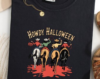 Howdy Halloween Comfort Colors Shirt, Cowboy Halloween Tee, Western Fall Graphic Shirt, Country Halloween Long Sleeve