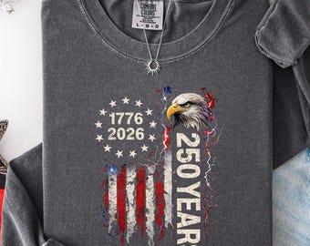 Comfort Colors® USA 250th Anniversary Shirt, Patriotic Graphic Tee, Vintage Style American Flag T-Shirt, 4th of July T-Shirt