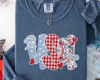 Comfort Colors® USA Shirt, Flower USA Shirt, United States Shirt, 4th of July Shirt, Floral Patriotic Shirt, USA Shirt, American Flag Shirt