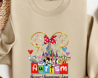 Disney Autism Sweatshirt, Autism Awareness Crewneck, Mickey Autism Pullover, Puzzle Piece Sweat, Disney Family Trip Sweat, Minnie Autism Tee