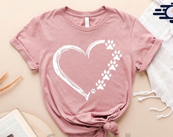 Paw Love Shirt, Custom Pet Shirt, Heart Paw Shirt, Dog Rescue Shirt, Dog Lover Shirt, Dog Mom Shirt, Pet Memorial Gift, Animal Lover Shirt