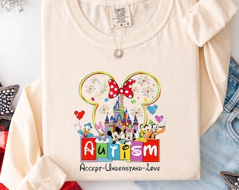 Comfort Colors® Disney Autism Shirt, Mickey Minnie Autism Tee, Disney Awareness T-Shirt, Magic Kingdom Autism Tee, Disney Trip Awareness Tee